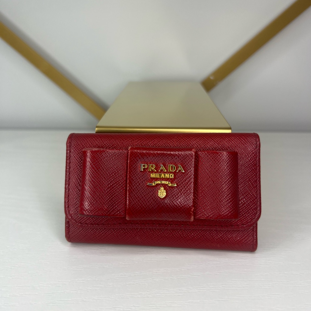 Prada Ribbon Key Case 6 Ring | Red Gold Hw